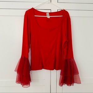 Dori Red Bell Sleeves Top Size 1X